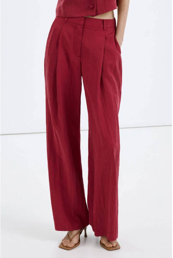 Mango straight regular waist broek rood