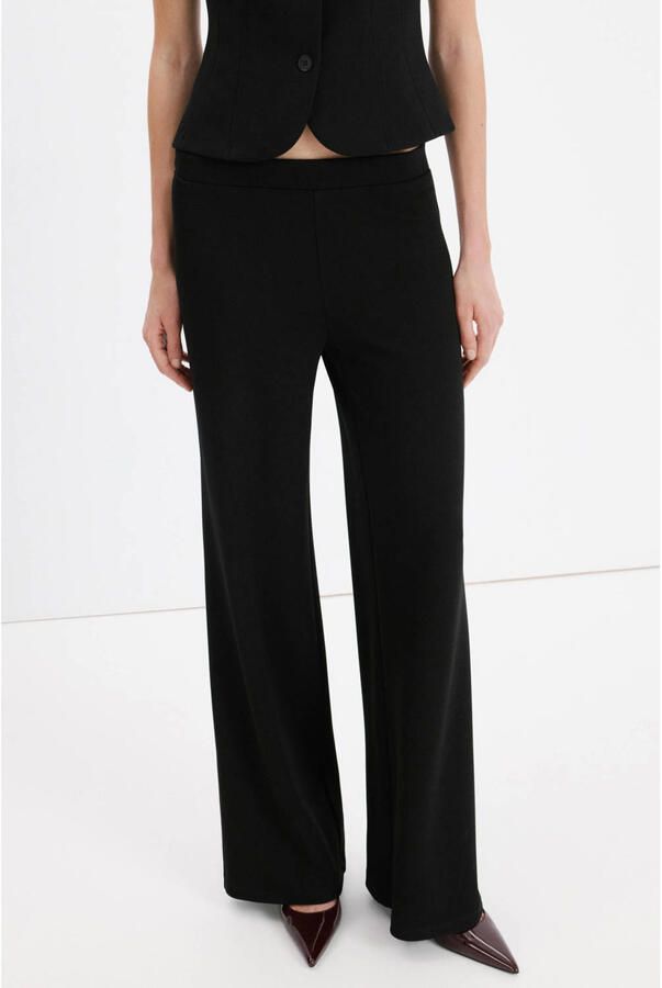 Mango straight regular waist broek zwart