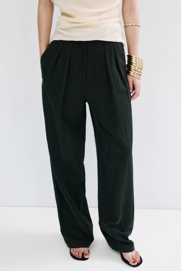 Mango straight regular waist broek zwart