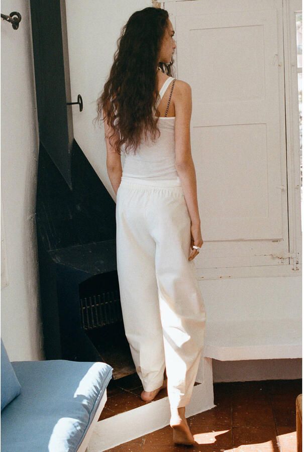 Mango straight regular waist casual broek beige - Foto 2