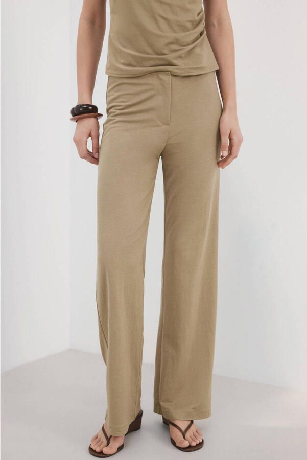 Mango straight regular waist casual broek bruin