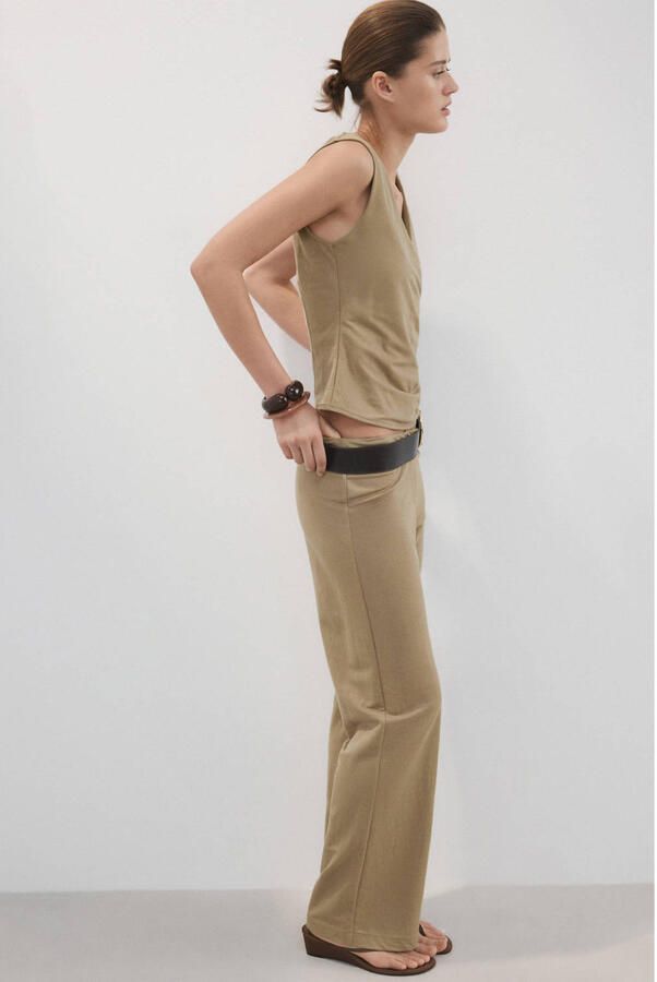 Mango straight regular waist casual broek bruin - Foto 2
