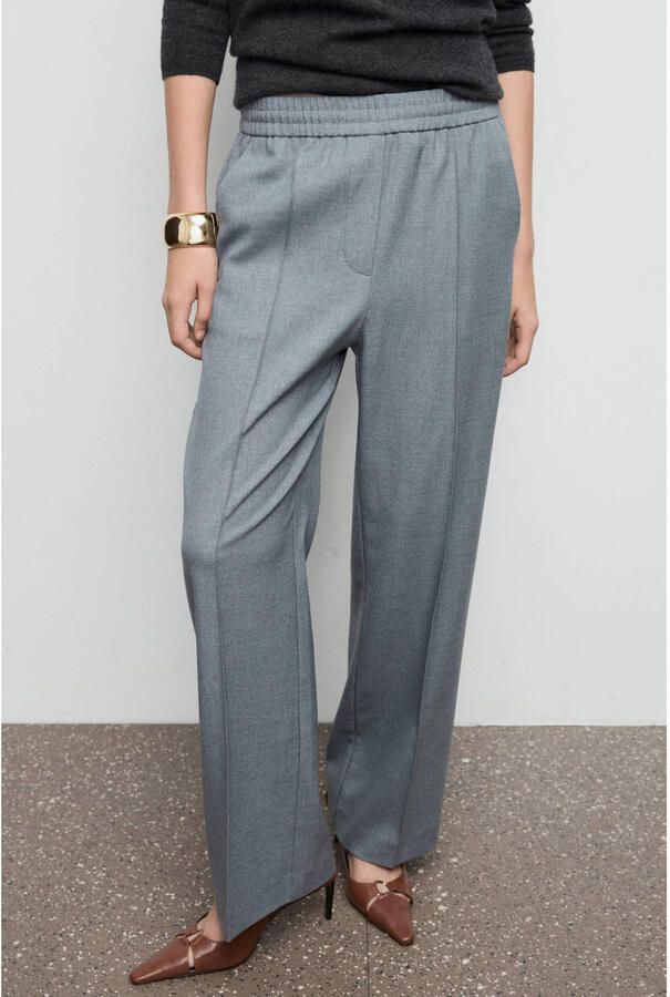 Mango straight regular waist casual broek grijs