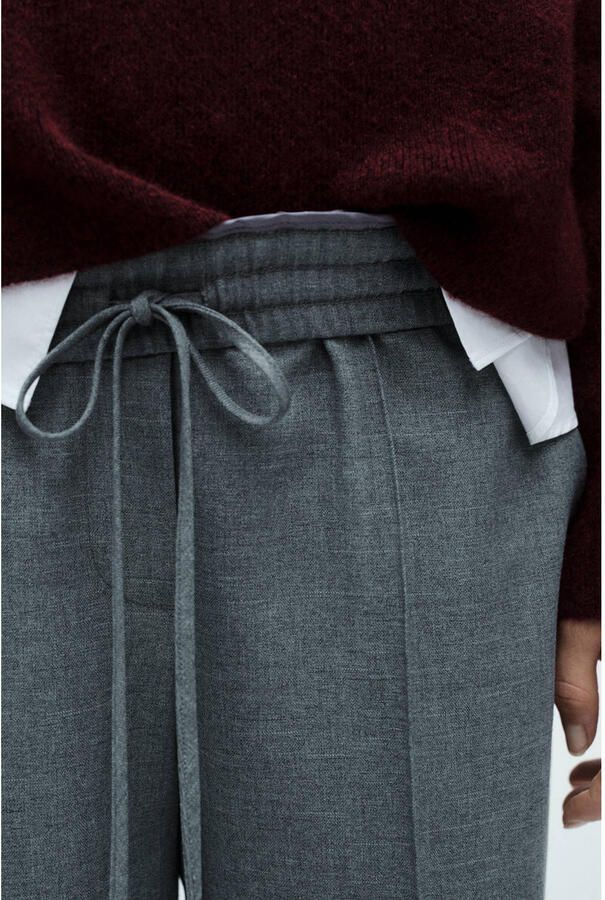 Mango straight regular waist casual broek grijs - Foto 2