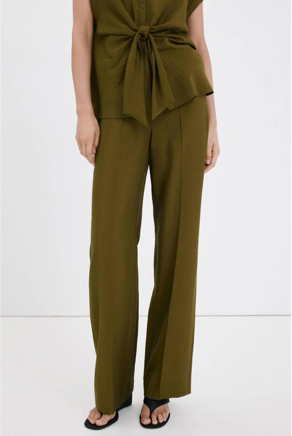 Mango straight regular waist casual broek groen