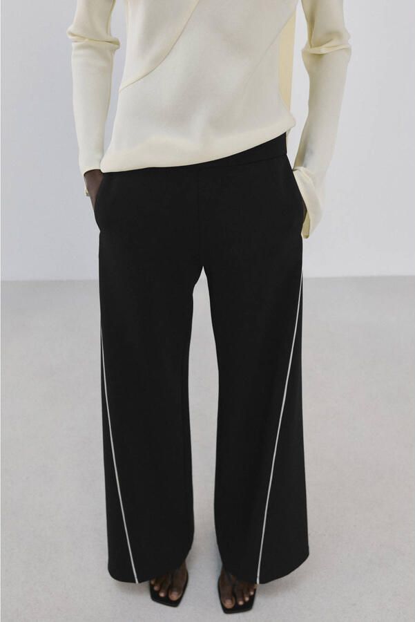 Mango straight regular waist casual broek zwart