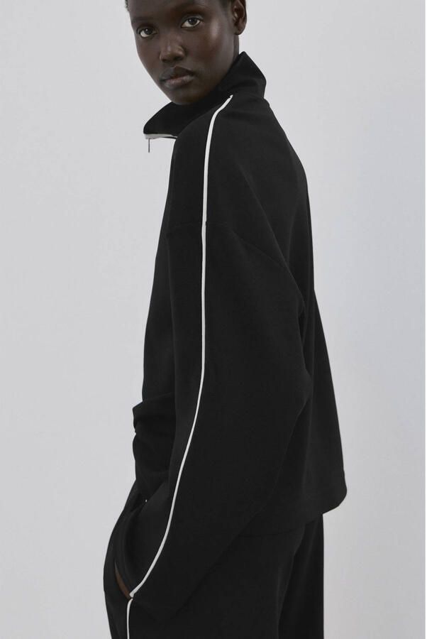 Mango straight regular waist casual broek zwart - Foto 3