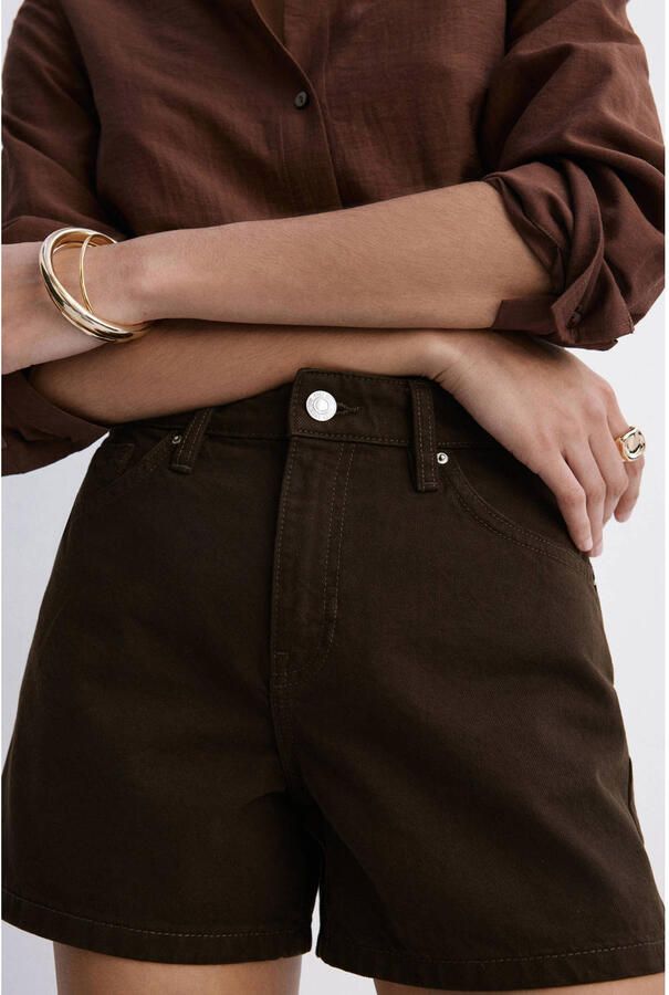 Mango straight regular waist denim short bruin - Foto 2