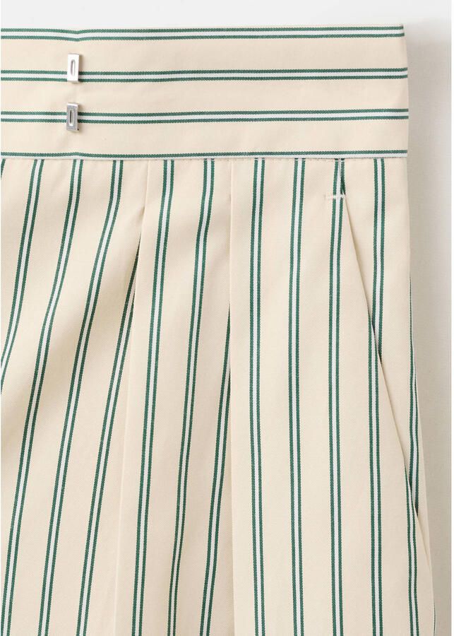 Mango straight regular waist gestreepte broek lichtgeel - Foto 2