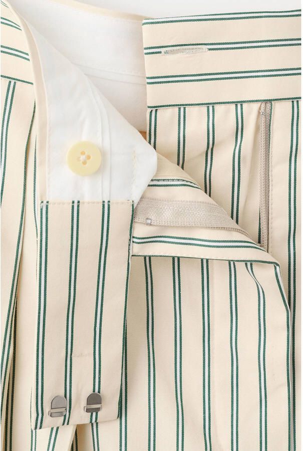 Mango straight regular waist gestreepte broek lichtgeel - Foto 3