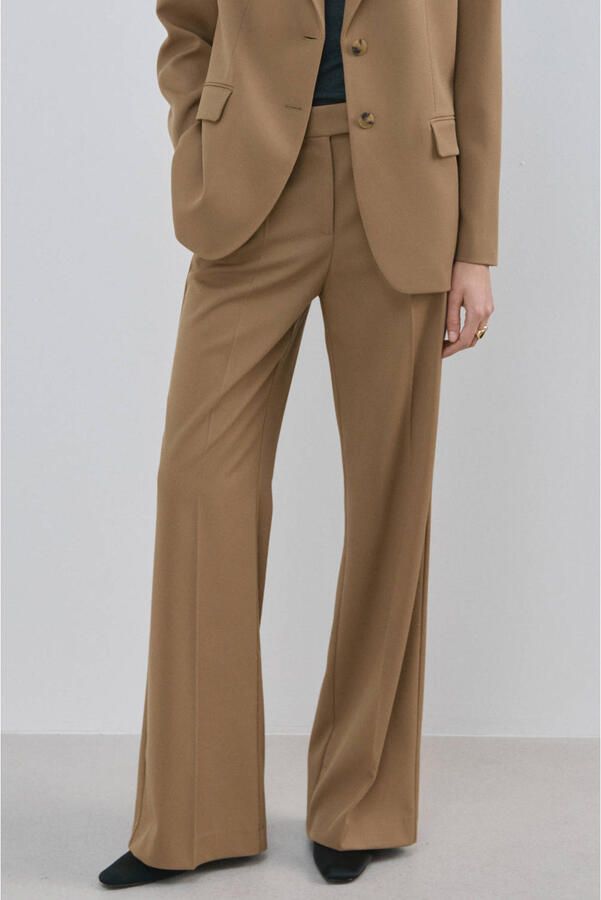 Mango straight regular waist pantalon bruin