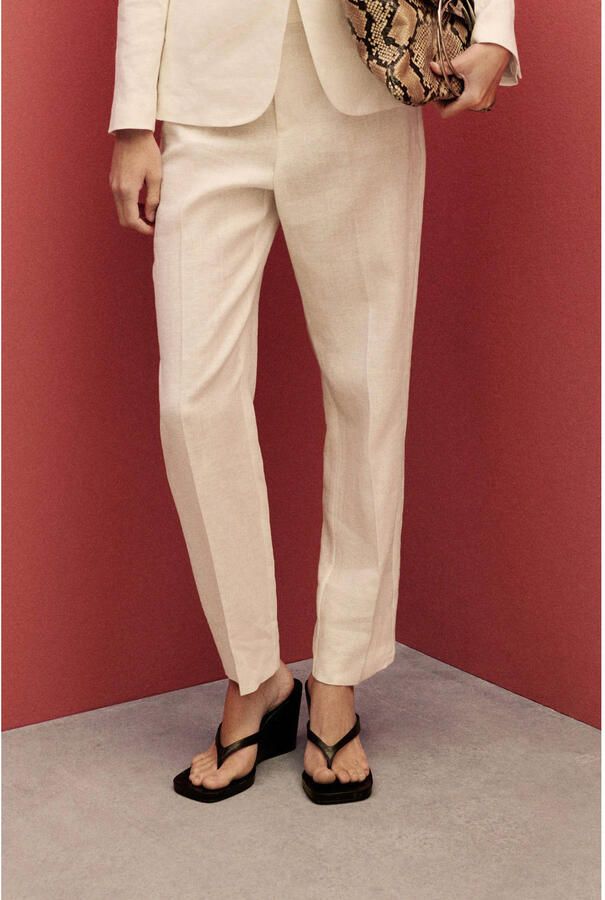 Mango straight regular waist pantalon ecru