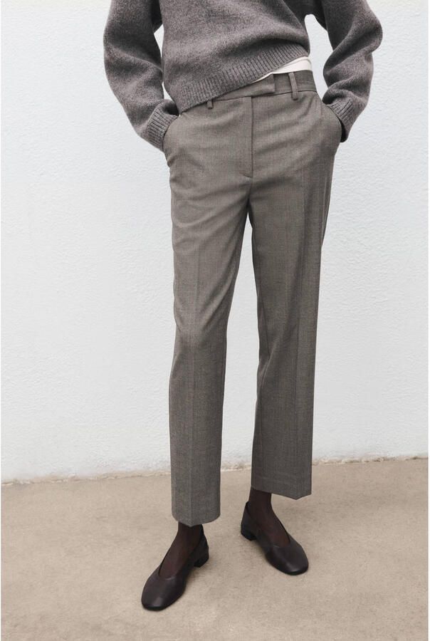 Mango straight regular waist pantalon grijs