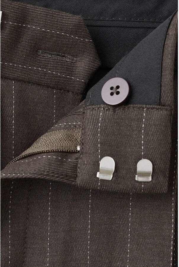 Mango straight regular waist pantalon met krijtstreep donkerbruin - Foto 3