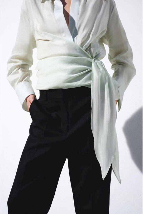 Mango straight regular waist pantalon zwart