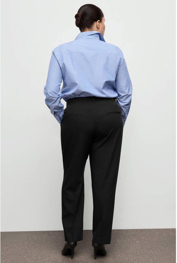 Mango straight regular waist pantalon zwart - Foto 2