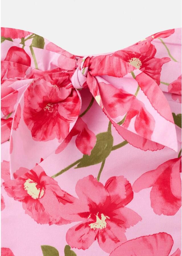 Mango strapless gebloemde jurk roze - Foto 2