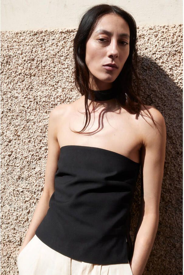 Mango strapless top zwart