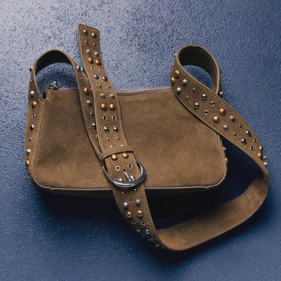 Mango suede crossbody tas kaki - Foto 2