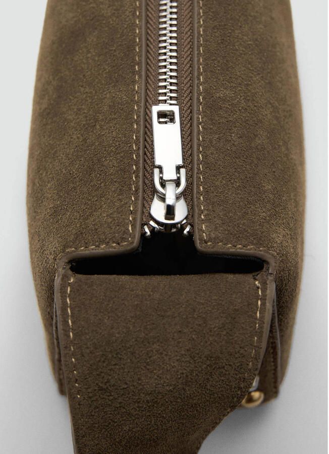 Mango suede crossbody tas kaki - Foto 3