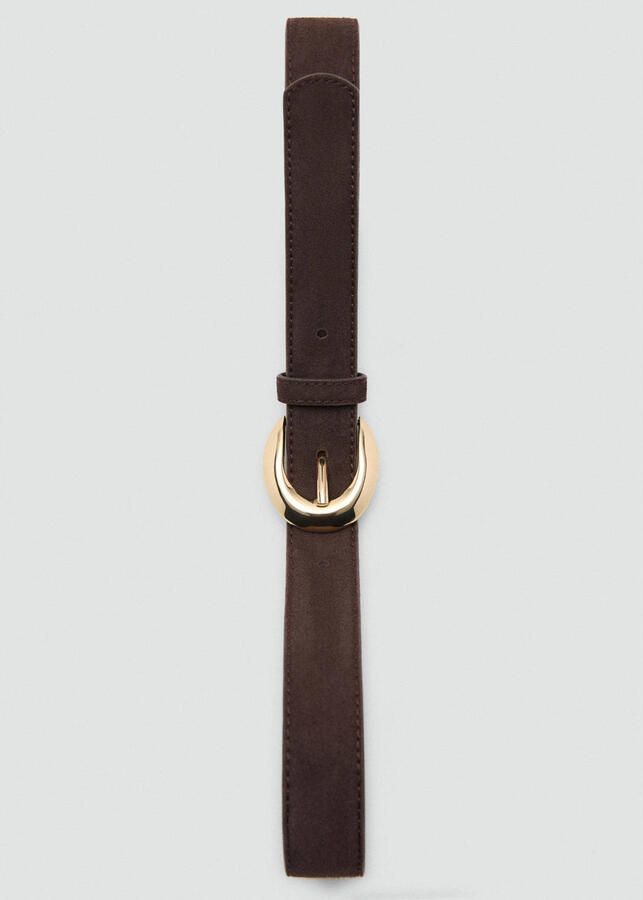 Mango suede riem donkerbruin - Foto 2