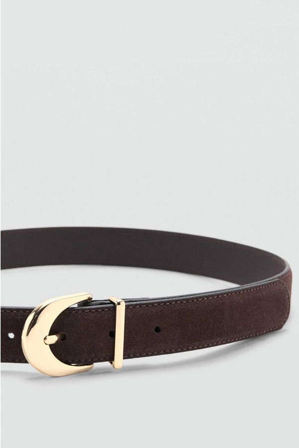 Mango suede riem donkerbruin - Foto 2