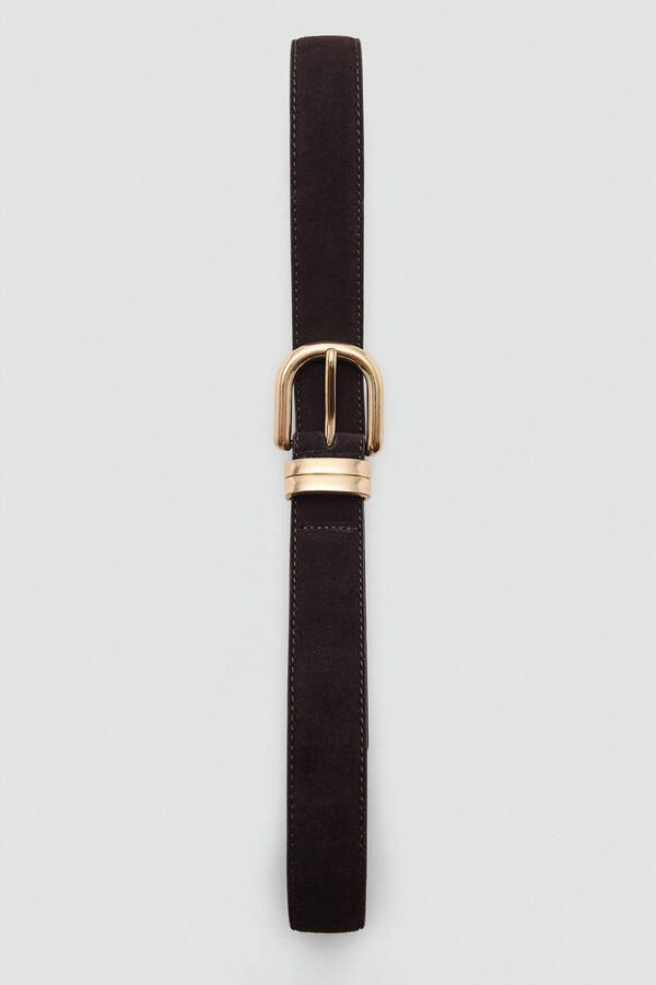 Mango suede riem donkerbruin - Foto 3