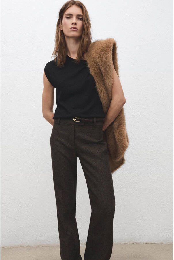 Mango suede riem donkerbruin - Foto 2