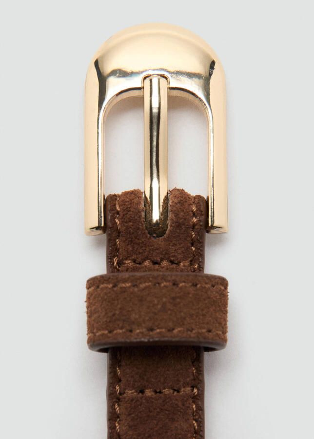 Mango suede riem donkerbruin - Foto 2
