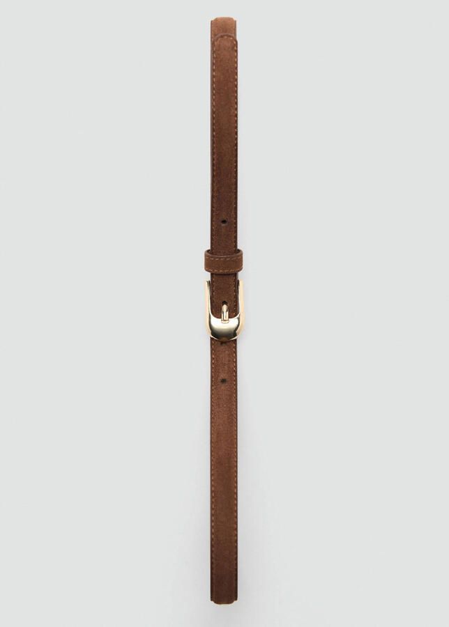 Mango suede riem donkerbruin - Foto 3