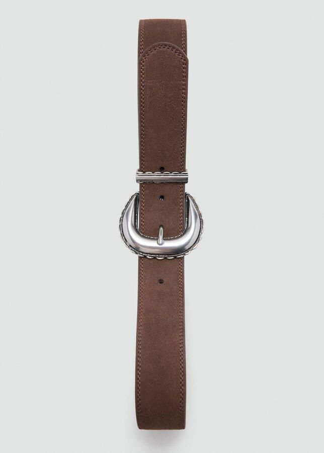 Mango suede riem donkerbruin - Foto 2