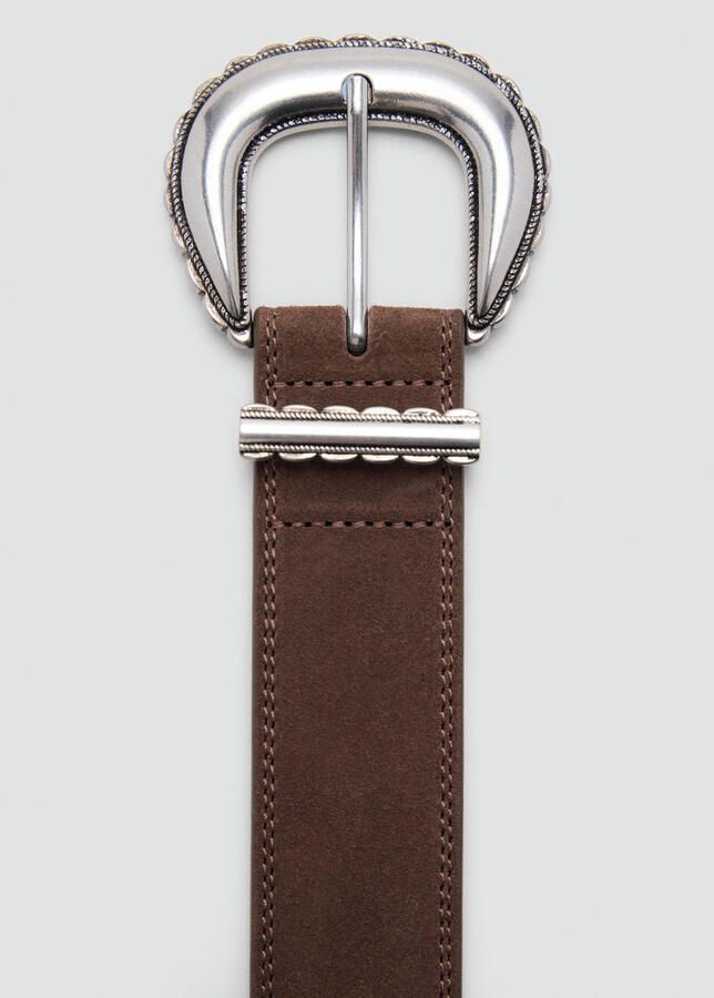 Mango suede riem donkerbruin - Foto 3