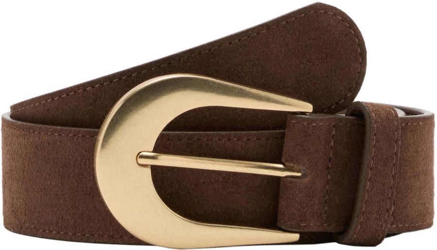 Mango suede riem donkerbruin