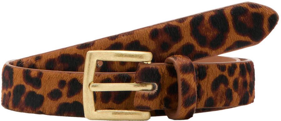 Mango suede riem met panterprint bruin
