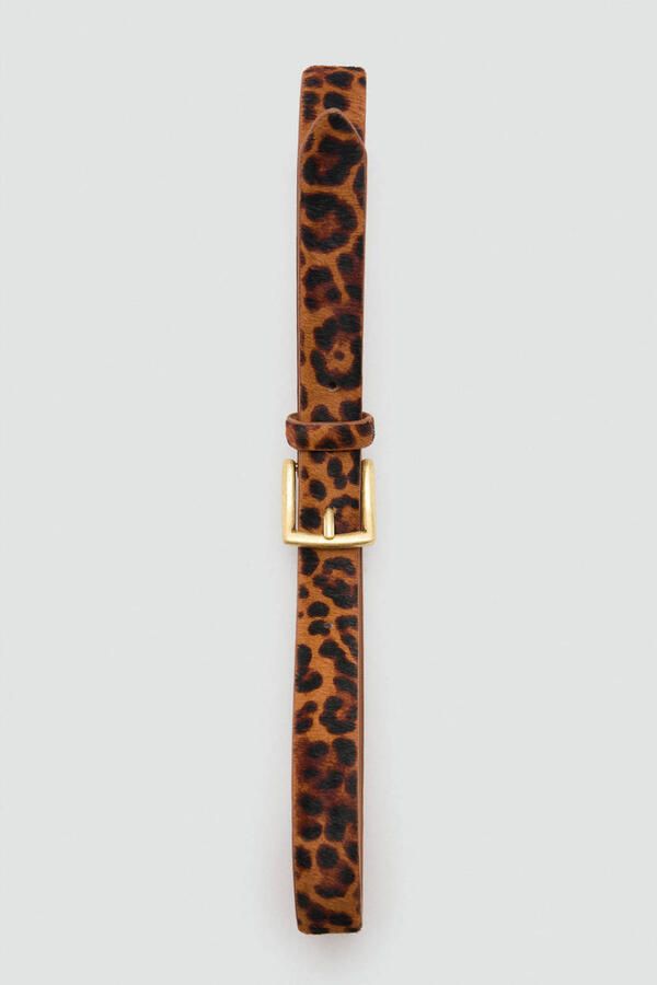 Mango suede riem met panterprint bruin - Foto 2