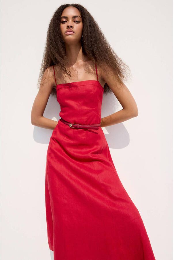 Mango suede riem rood