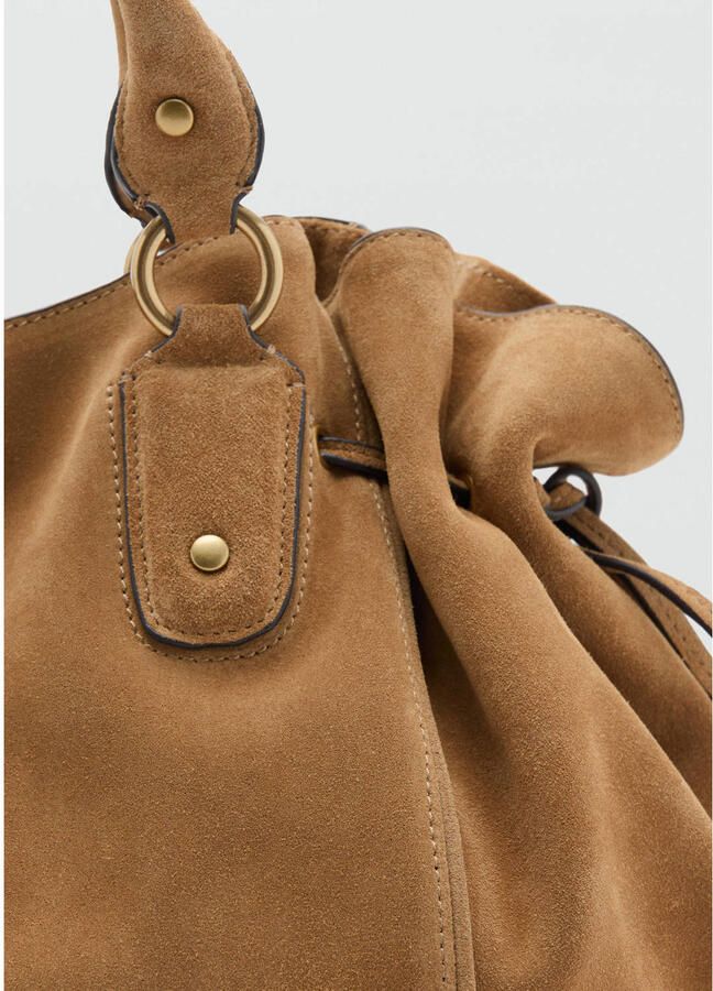 Mango suede schoudertas bruin - Foto 3