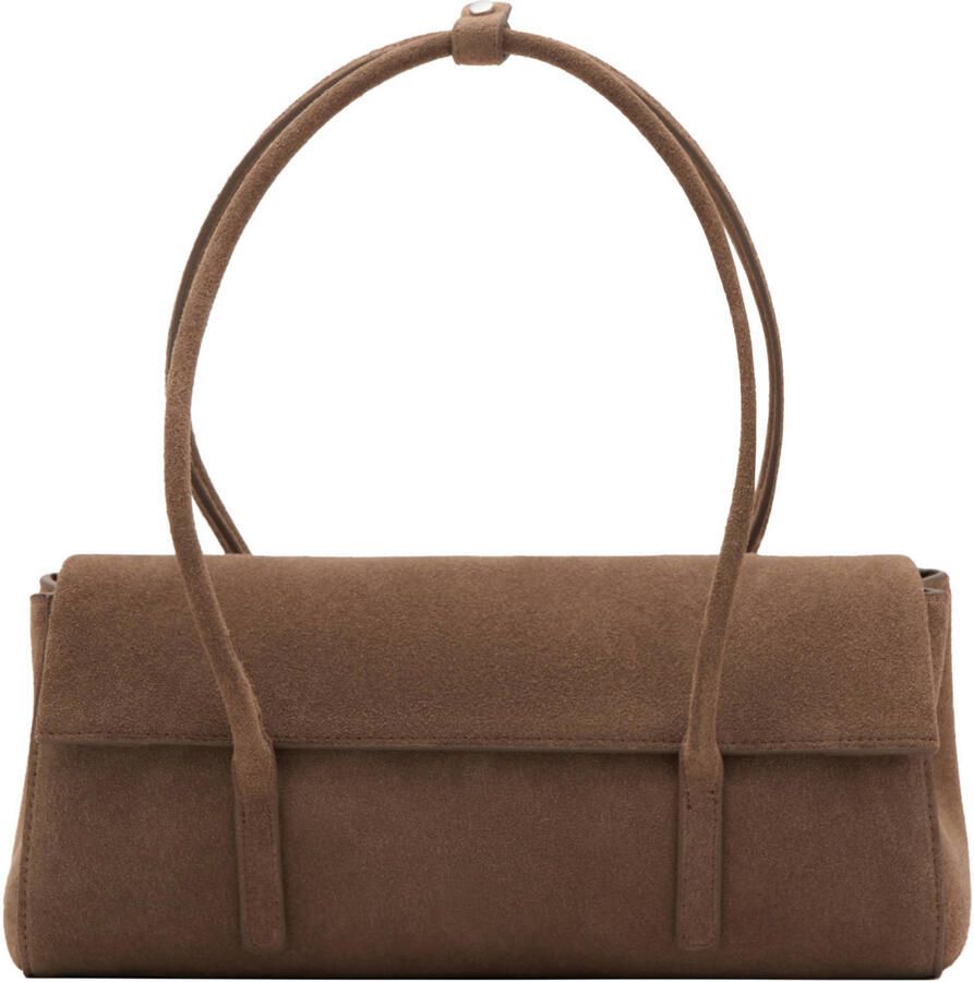 Mango suede schoudertas bruin