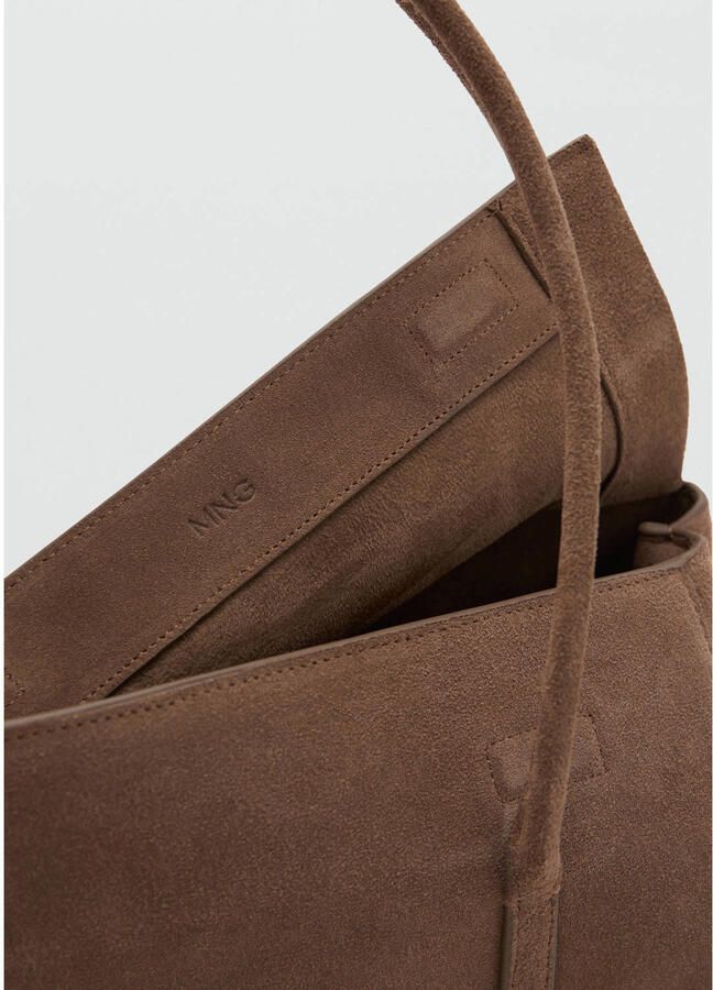 Mango suede schoudertas bruin - Foto 2