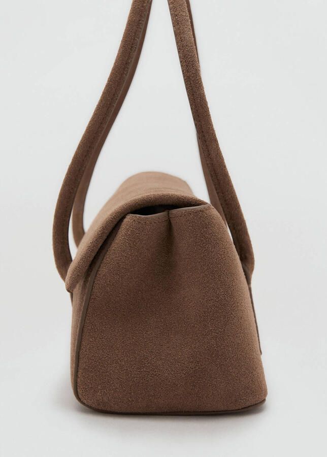 Mango suede schoudertas bruin - Foto 3