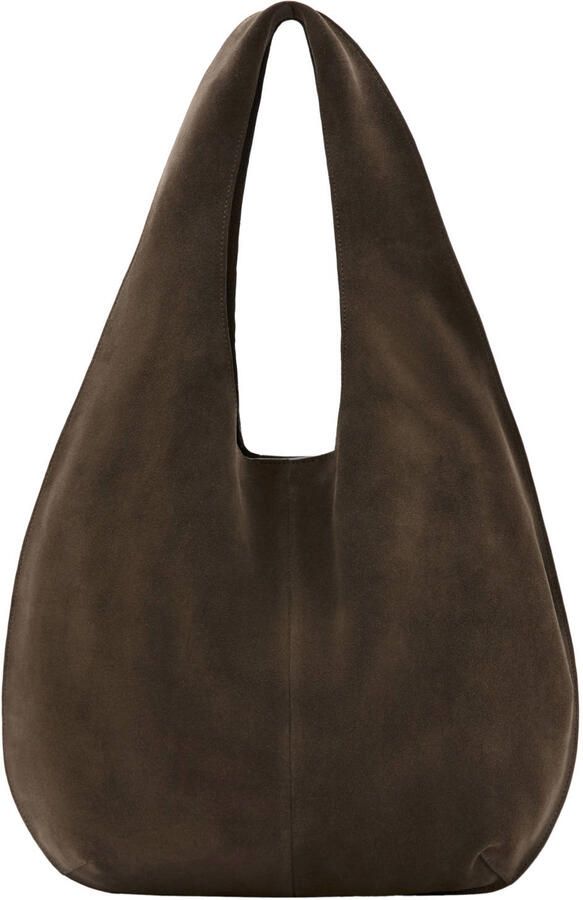 Mango suede schoudertas bruin