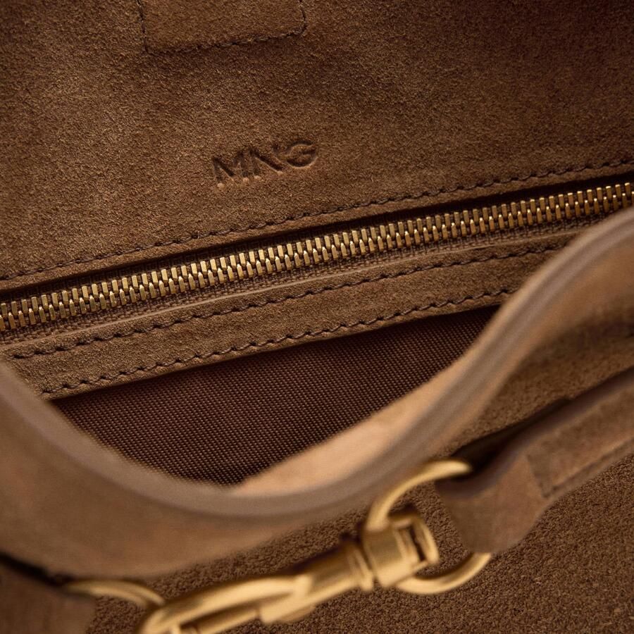 Mango suède schoudertas bruin - Foto 2