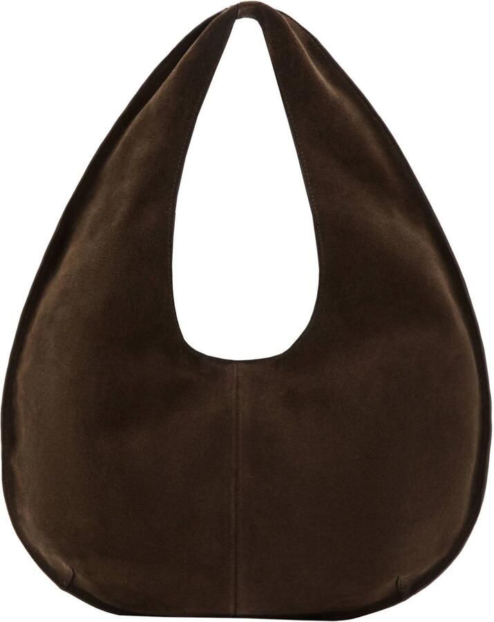 Mango suede schoudertas donkerbruin