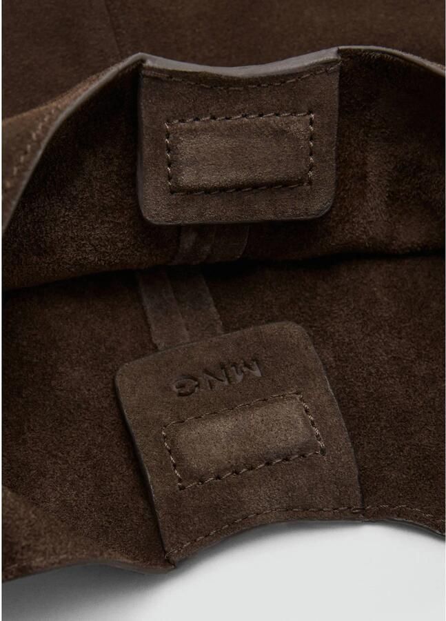 Mango suede schoudertas donkerbruin - Foto 2