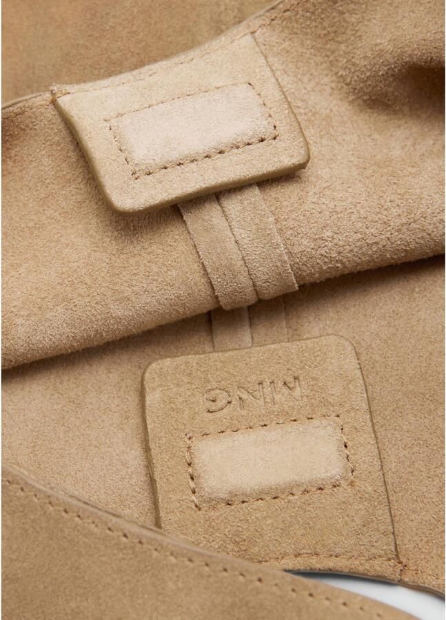 Mango suede schoudertas lichtbruin - Foto 2