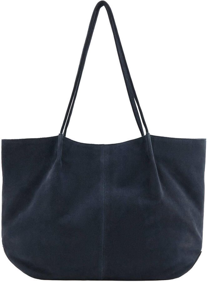 Mango suede shopper blauw