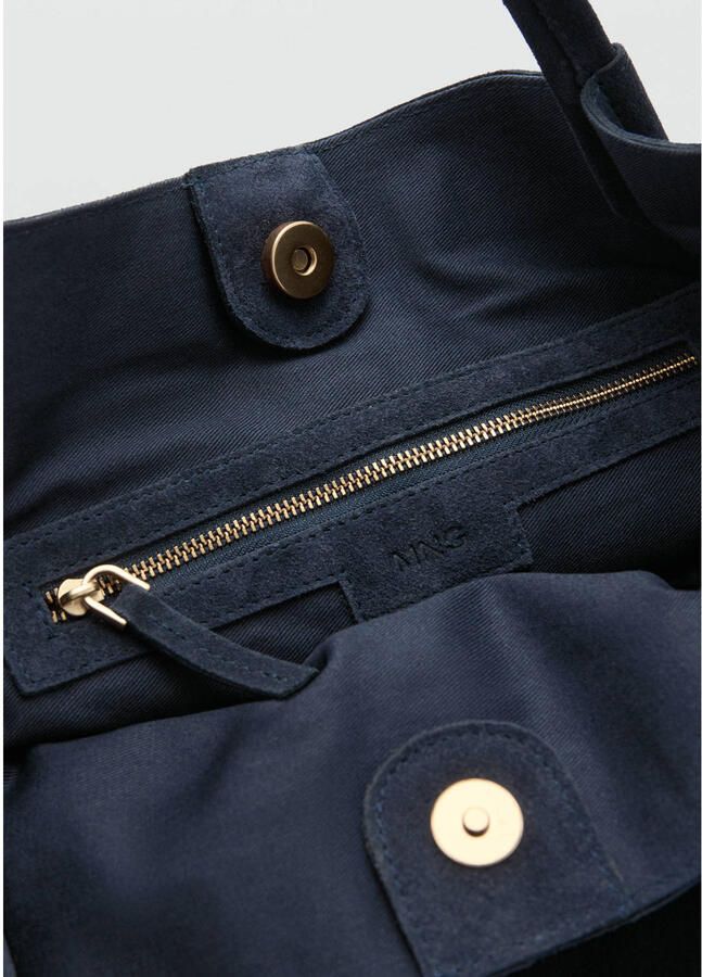 Mango suede shopper blauw - Foto 3
