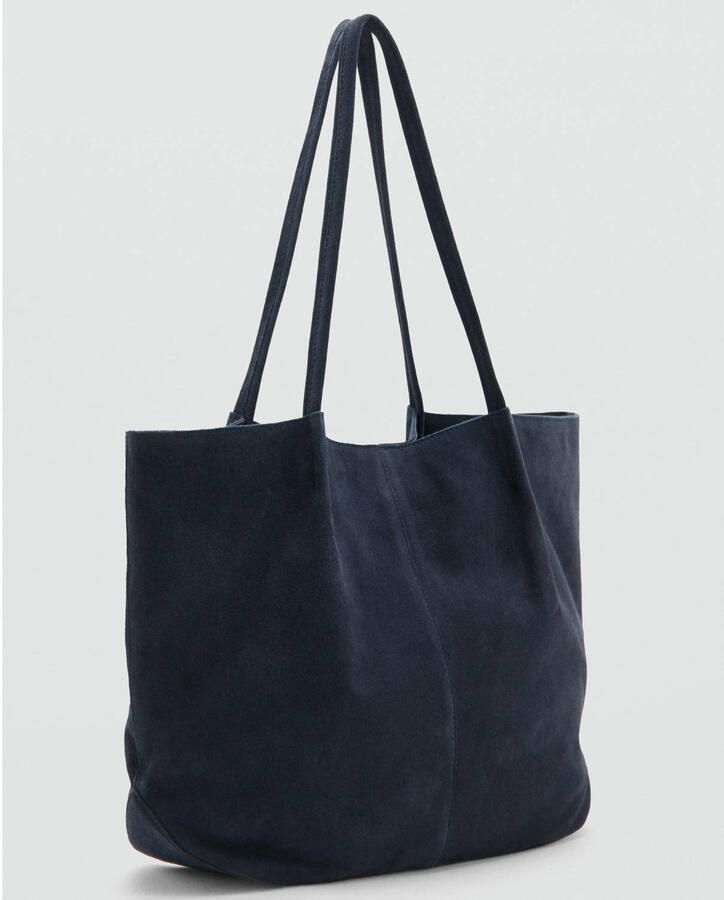 Mango suede shopper blauw - Foto 2