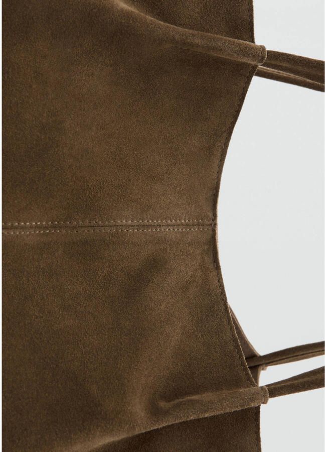 Mango suede shopper bruin - Foto 3
