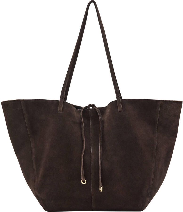 Mango suede shopper donkerbruin